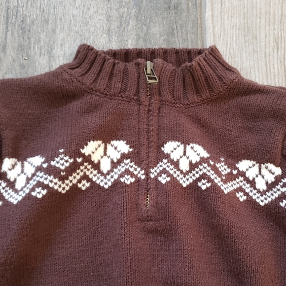 Gymboree EUC boys 2T brown fair isle half zip sweater - Picture 2 of 8